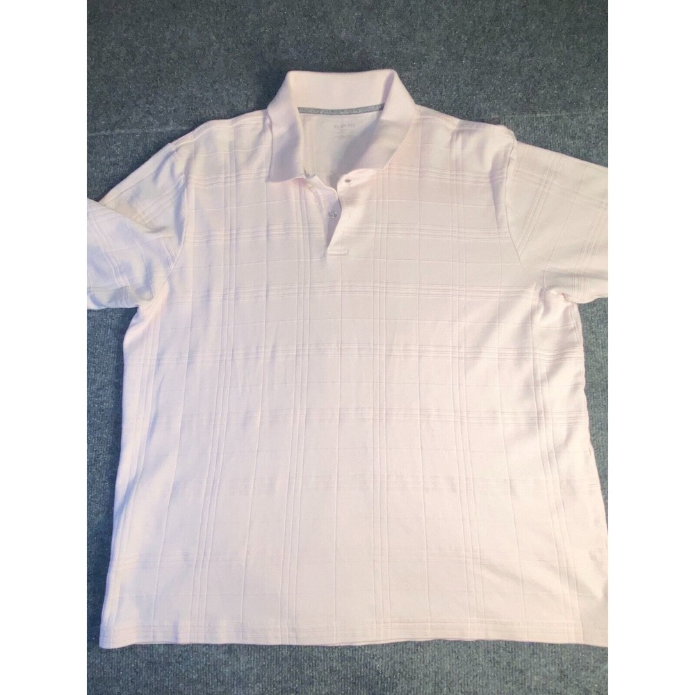 Alfani Polo Shirt Mens XL Pink Textured Relaxed Fit Short‎ Sleeve Collared